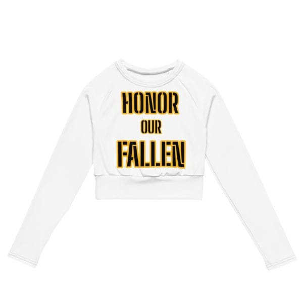 HONOR OUR FALLEN DEUCE FOWER Recycled Long-Sleeve Crop Top