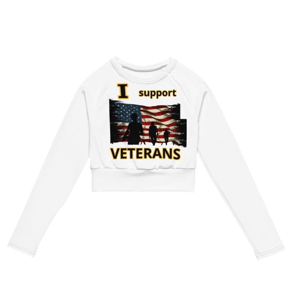 I SUPPORT VETERANS DEUCE TREE Recycled Long-Sleeve Crop Top