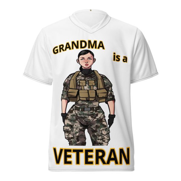 GRANDMA IS A VETERAN DEUCE TREE Recycled Unisex Sports Jersey