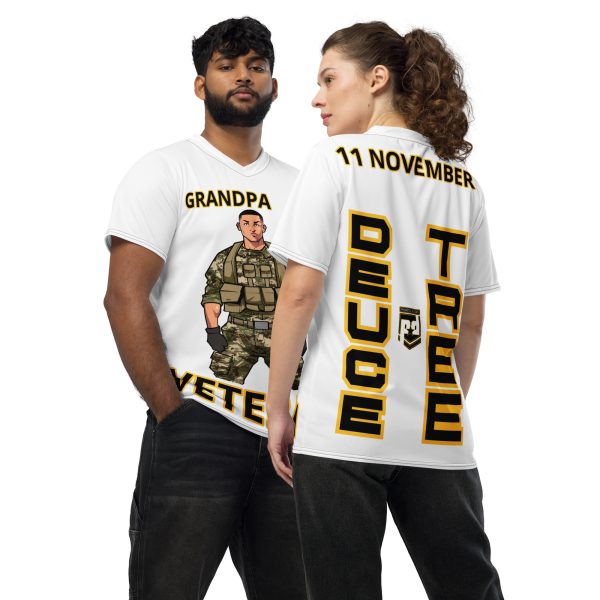 GRANDPA IS A VETERAN DEUCE TREE Recycled Unisex Sports Jersey