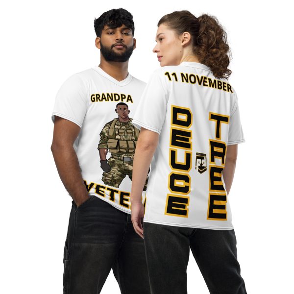 GRANDPA IS A VETERAN DEUCE TREE Recycled Unisex Sports Jersey