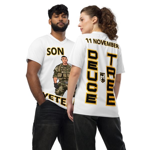 SON IS A VETERAN DEUCE TREE Recycled Unisex Sports Jersey