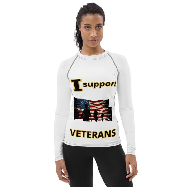 I SUPPORT VETERANS DEUCE TREE Women's Rash Guard