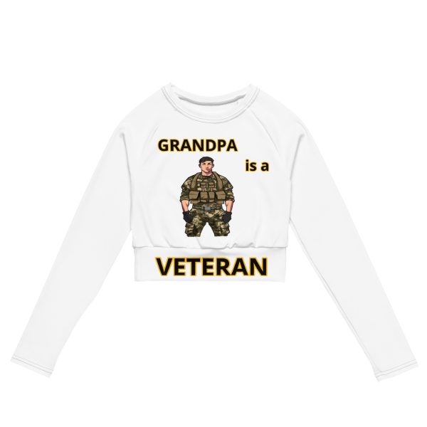 GRANDPA IS A VETERAN TOO FOWER Recycled Long-Sleeve Crop Top