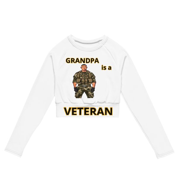 GRANDPA IS A VETERAN TOO FOWER Recycled Long-Sleeve Crop Top