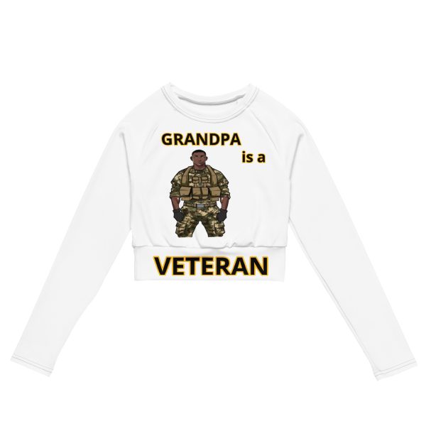 GRANDPA IS A VETERAN TOO FOWER Recycled Long-Sleeve Crop Top