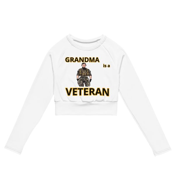 GRANDMA IS A VETERAN TOO FOWER Recycled Long-Sleeve Crop Top