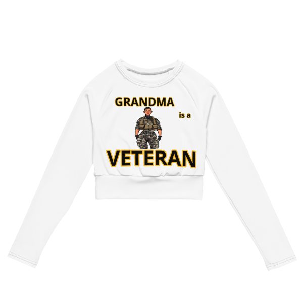 GRANDMA IS A VETERAN TOO FOWER Recycled Long-Sleeve Crop Top