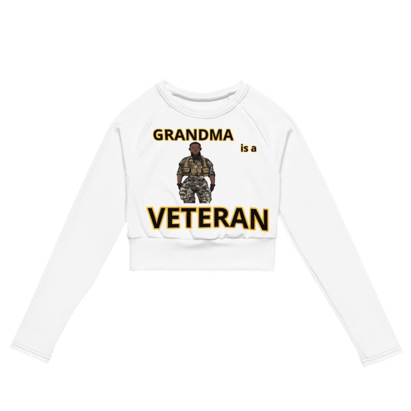 GRANDMA IS A VETERAN TOO FOWER Recycled Long-Sleeve Crop Top