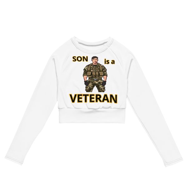 SON IS A  VETERAN TOO FOWER Recycled Long-Sleeve Crop Top