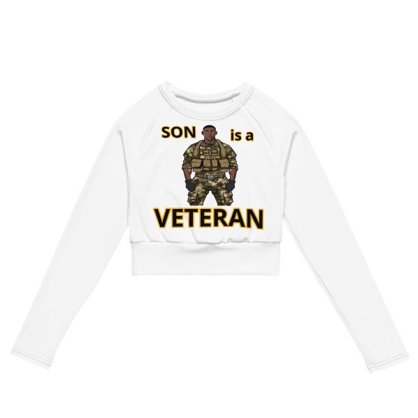 SON IS A  VETERAN TOO FOWER Recycled Long-Sleeve Crop Top