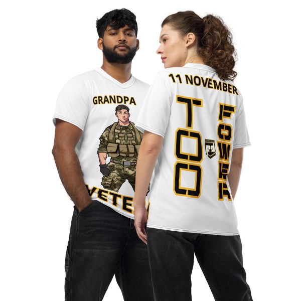 GRANDPA IS A VETERAN TOO FOWER Recycled Unisex Sports Jersey