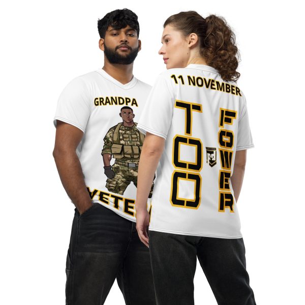 GRANDPA IS A VETERAN TOO FOWER Recycled Unisex Sports Jersey