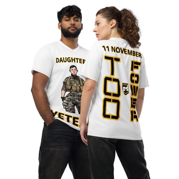 DAUGHTER IS A VETERAN TOO FOWER Recycled Unisex Sports Jersey