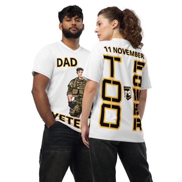 DAD IS A VETERAN TOO FOWER Recycled Unisex Sports Jersey