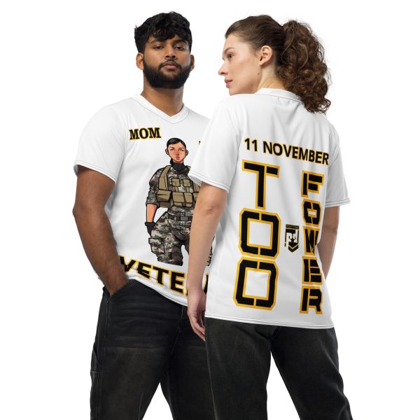 MOM IS A VETERAN TOO FOWER Recycled Unisex Sports Jersey