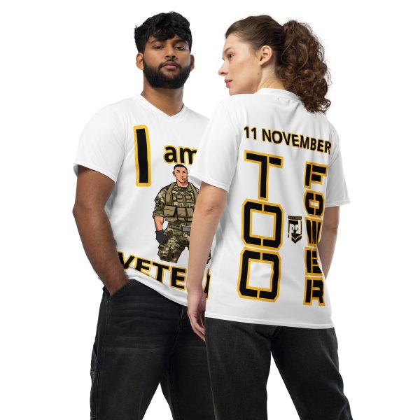 I AM A VETERAN TOO FOWER Recycled Unisex Sports Jersey