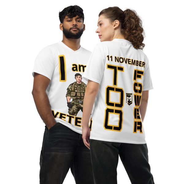 I AM A VETERAN TOO FOWER Recycled Unisex Sports Jersey