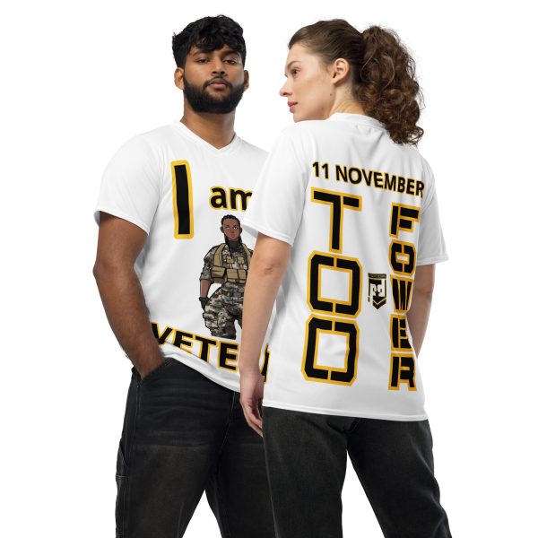 I AM A VETERAN TOO FOWER Recycled Unisex Sports Jersey