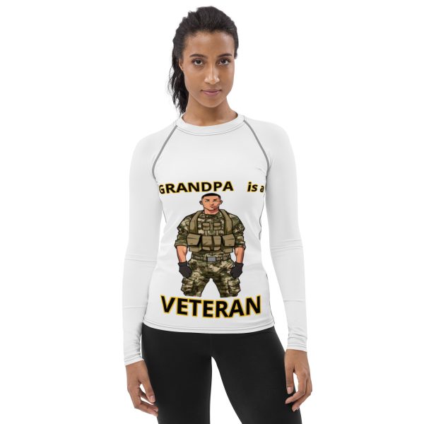 GRANDPA IS A VETERAN TOO FOWER Women's Rash Guard