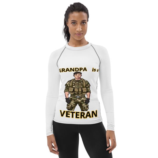 GRANDPA IS A VETERAN TOO FOWER Women's Rash Guard