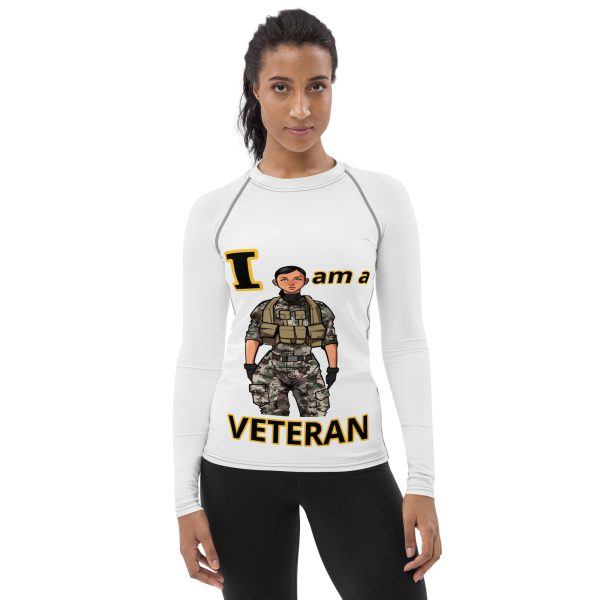 I AM A VETERAN TOO FOWER Women's Rash Guard