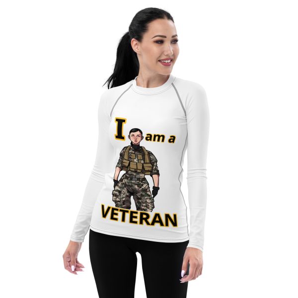 I AM A VETERAN TOO FOWER Women's Rash Guard