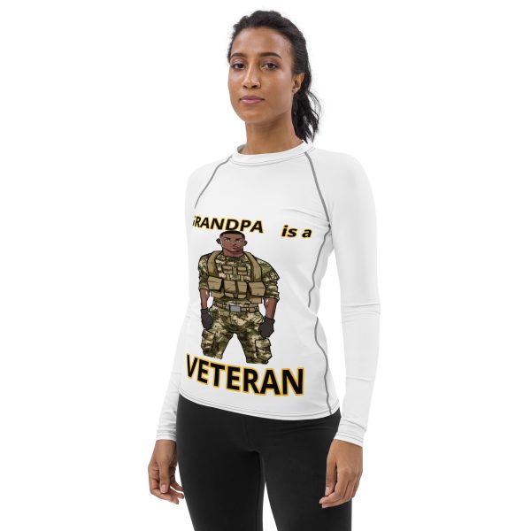 GRANDPA IS A VETERAN TOO FOWER Women's Rash Guard - Image 3