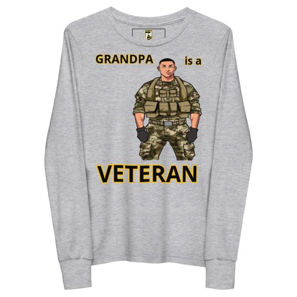 GRANDPA IS A VETERAN TOO FOWER Youth Long Sleeve Tee