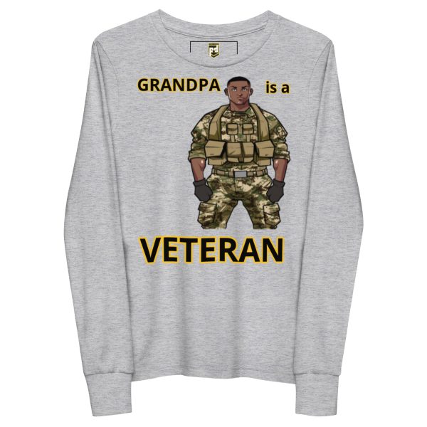 GRANDPA IS A VETERAN TOO FOWER Youth Long Sleeve Tee