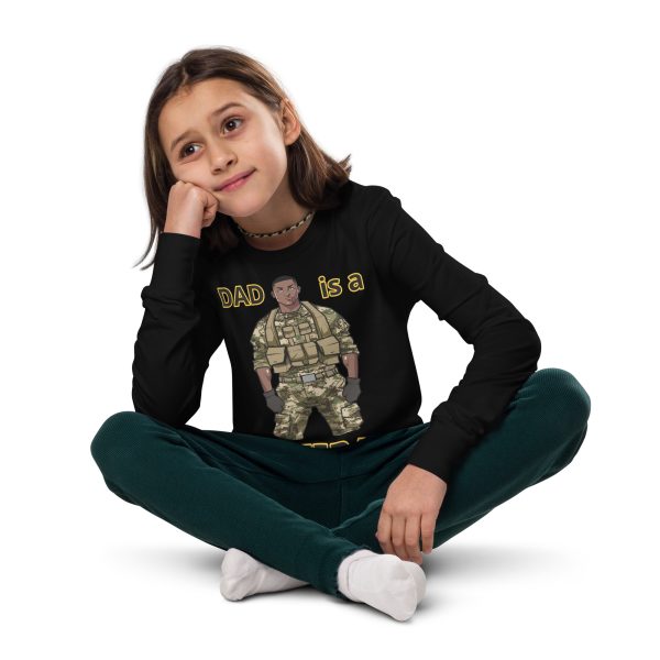 DAD IS A VETERAN TOO FOWER Youth Long Sleeve Tee