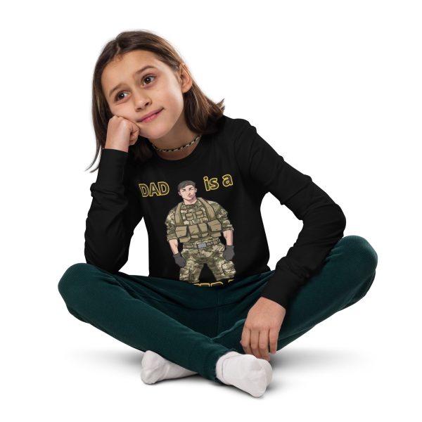 DAD IS A VETERAN TOO FOWER Youth Long Sleeve Tee - Image 2