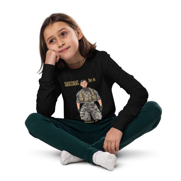 MOM IS A VETERAN TOO FOWER Youth Long Sleeve Tee