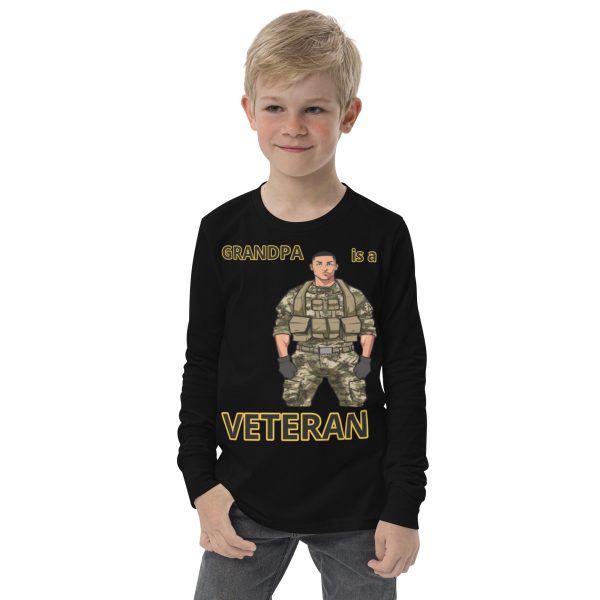 GRANDPA IS A VETERAN TOO FOWER Youth Long Sleeve Tee