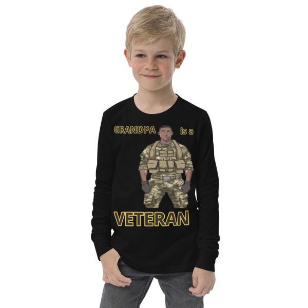 GRANDPA IS A VETERAN TOO FOWER Youth Long Sleeve Tee