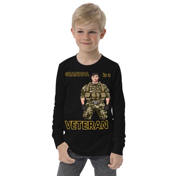 GRANDPA IS A VETERAN TOO FOWER Youth Long Sleeve Tee