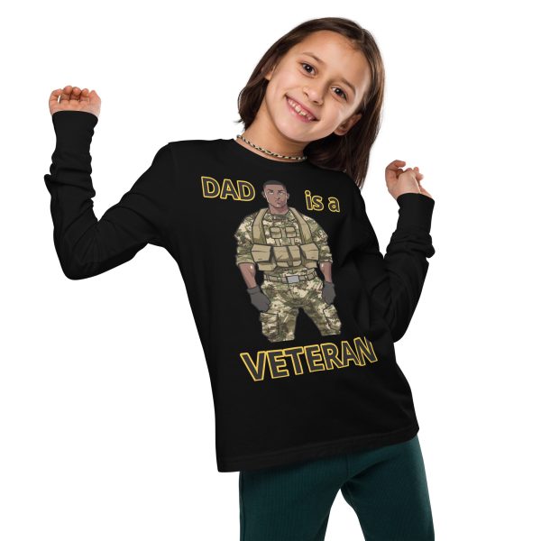 DAD IS A VETERAN TOO FOWER Youth Long Sleeve Tee