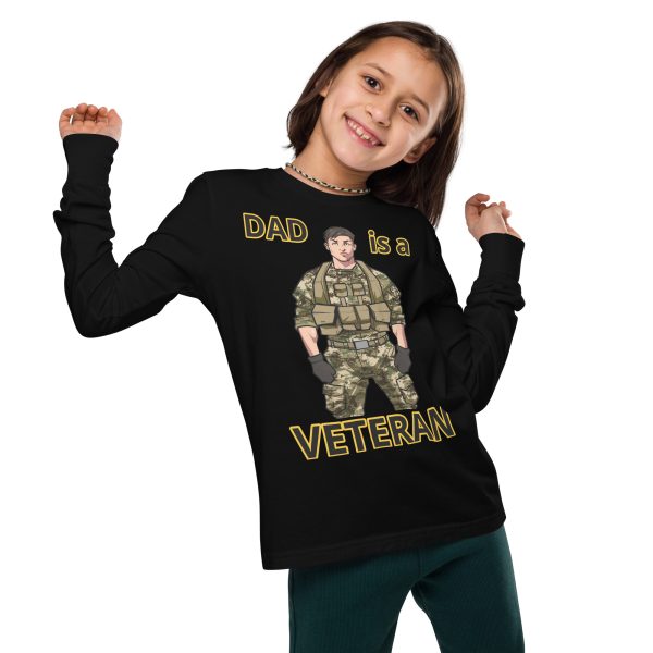 DAD IS A VETERAN TOO FOWER Youth Long Sleeve Tee