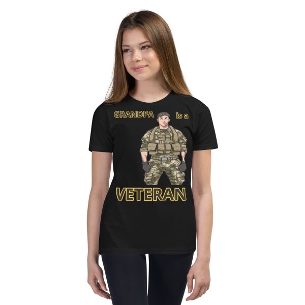 GRANDPA IS A VETERAN TOO FOWER Youth Short Sleeve T-Shirt