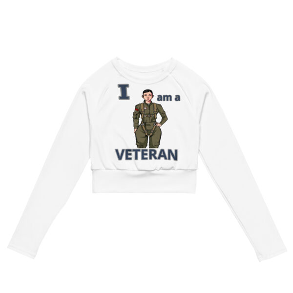 I AM A VETERAN TOO FOWER Recycled Long-Sleeve Crop Top