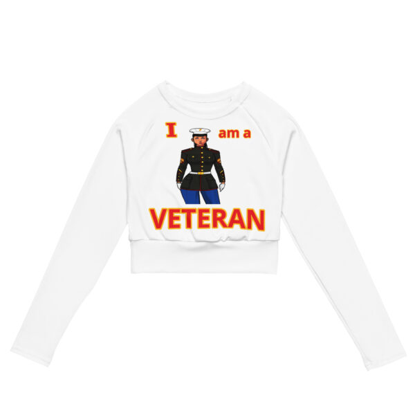 I AM A VETERAN TOO FOWER Recycled Long-Sleeve Crop Top