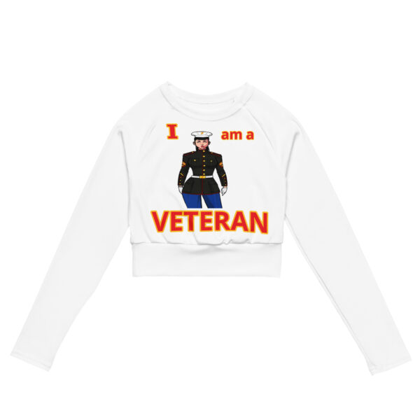 I AM A VETERAN TOO FOWER Recycled Long-Sleeve Crop Top