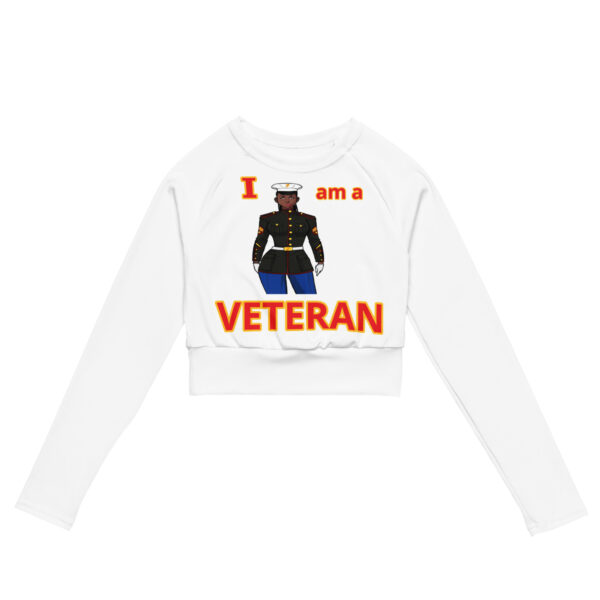 I AM A VETERAN TOO FOWER Recycled Long-Sleeve Crop Top