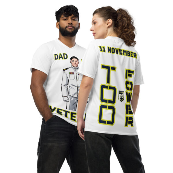 DAD IS A VETERAN TOO FOWER Recycled Unisex Sports Jersey