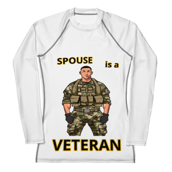 SPOUSE IS A VETERAN TOO FOWER Women's Rash Guard