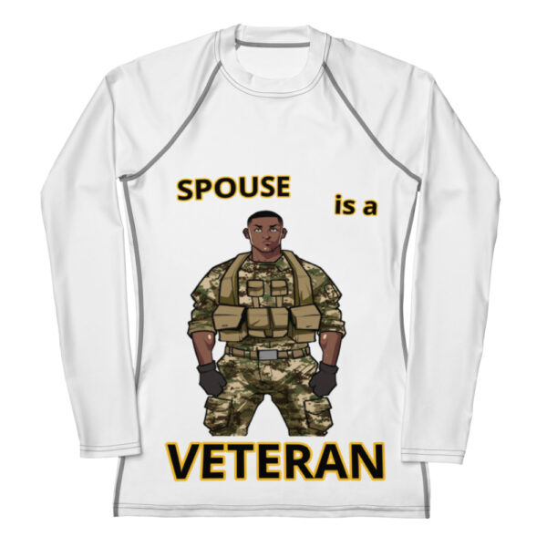 SPOUSE IS A VETERAN TOO FOWER Women's Rash Guard