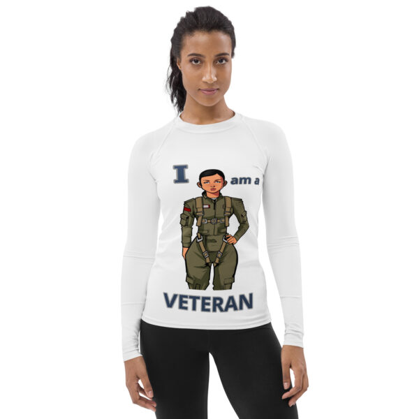 I AM A  VETERAN TOO FOWER Women's Rash Guard