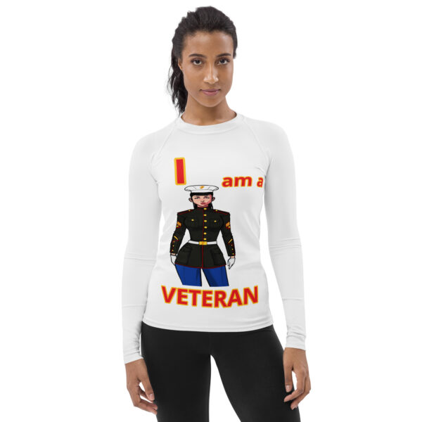 I AM A  VETERAN TOO FOWER Women's Rash Guard