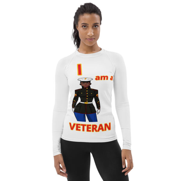 I AM A  VETERAN TOO FOWER Women's Rash Guard