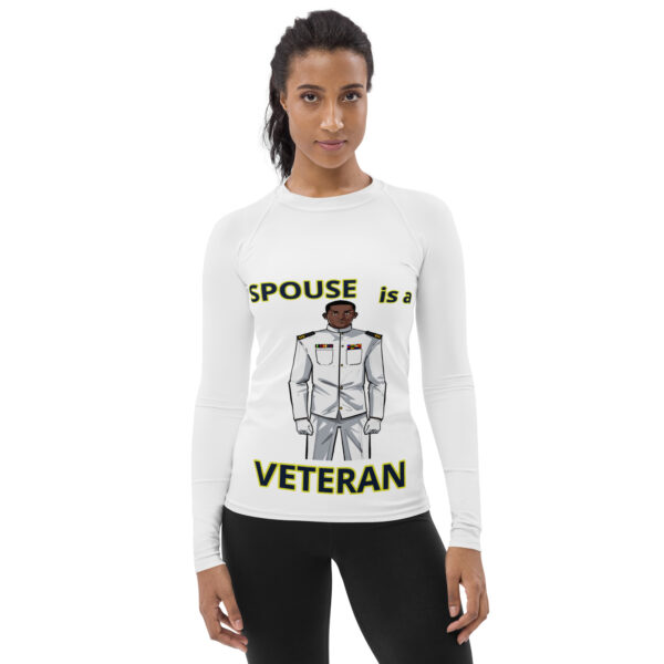 SPOUSE IS A VETERAN TOO FOWER Women's Rash Guard